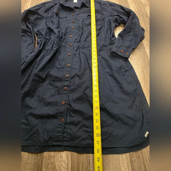 DULUTH TRADING CO HEMP SHIRT DRESS NAVY CURVY PLUS PREPPY CLASSY elegant Y2k - Picture 9 of 16